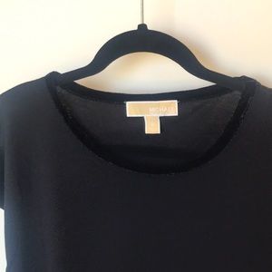 MICHAEL KORS velvet border black top New ! M